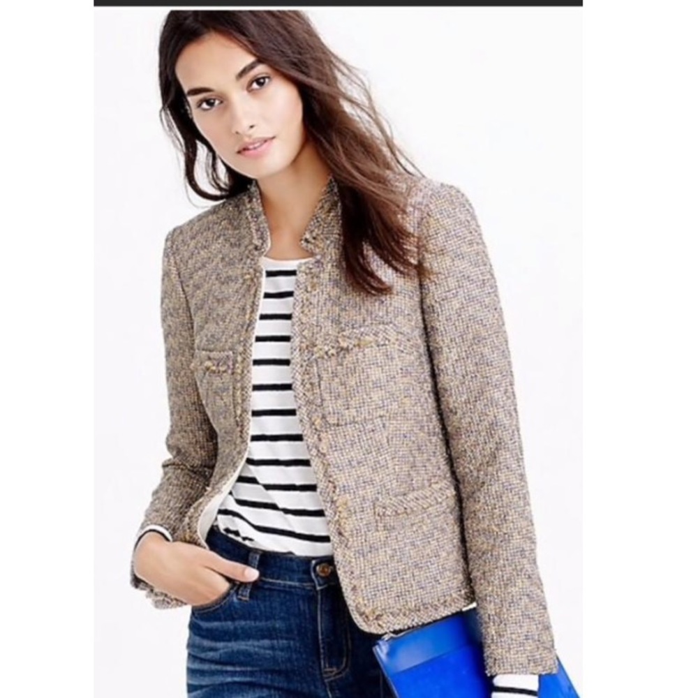 NWT J. Crew Colorful Metallic Tweed Jacket sz4